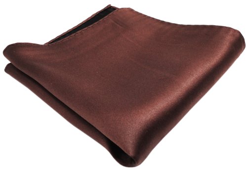 TigerTie gewebtes Designer Satin Seideneinstecktuch in dunkelbraun Uni einfarbig - Pochette 30 x 30 cm - Einstecktuch 100% reine Seide von TigerTie