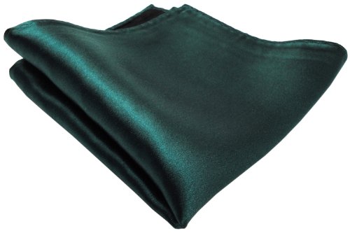 TigerTie gewebtes Designer Satin Seideneinstecktuch in dunkelgrün Uni einfarbig - Pochette 30 x 30 cm - Einstecktuch 100% reine Seide von TigerTie