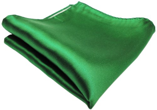 TigerTie gewebtes Designer Satin Seideneinstecktuch in grün verkehrsgrün Uni einfarbig - Pochette 30 x 30 cm - Einstecktuch 100% reine Seide von TigerTie