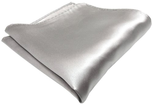 TigerTie gewebtes Designer Satin Seideneinstecktuch in silber einfarbig Uni - Tuch 100% reiner Seide von TigerTie