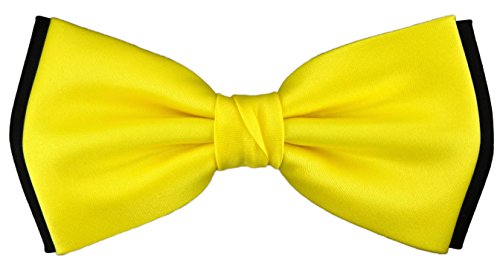 TigerTie vorgebundene doppelfarbige Satin Fliege in gelb schwarz Uni + Box von TigerTie