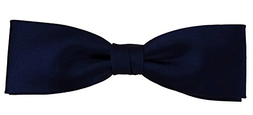 TigerTie vorgebundene schmale Seidenfliege in marine blau Uni einfarbig + Box von TigerTie