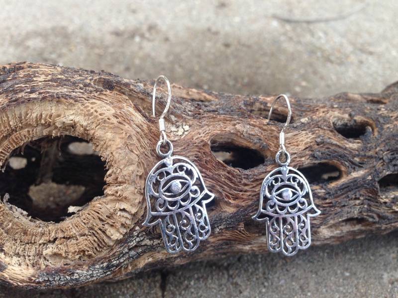 Hamsa Hand Ohrring Set/sterling Silber Schutz Evil Eye Schmuck Gottes Alte Symbolik Hamsa Hand Ohrring Set/sterling Silber Schutz Evil Eye Schmuck Gottes Alte Symbolik von TigerTigerTreasures
