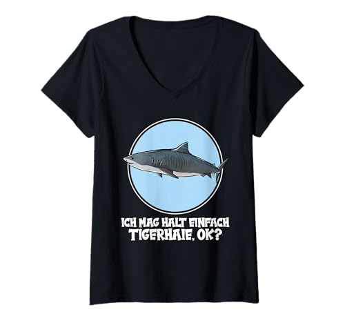 Damen Tigerhaie Tigerhai T-Shirt mit V-Ausschnitt Damen Tigerhaie Tigerhai T-Shirt mit V-Ausschnitt von Tigerhaie Tigerhai Tier Shop