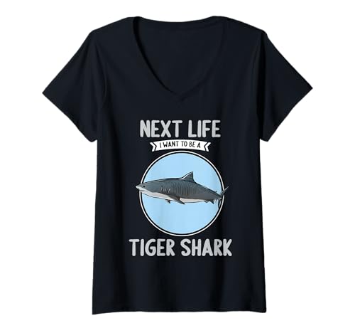 Damen Tigerhaie Tigerhai T-Shirt mit V-Ausschnitt Damen Tigerhaie Tigerhai T-Shirt mit V-Ausschnitt von Tigerhaie Tigerhai Tier Shop