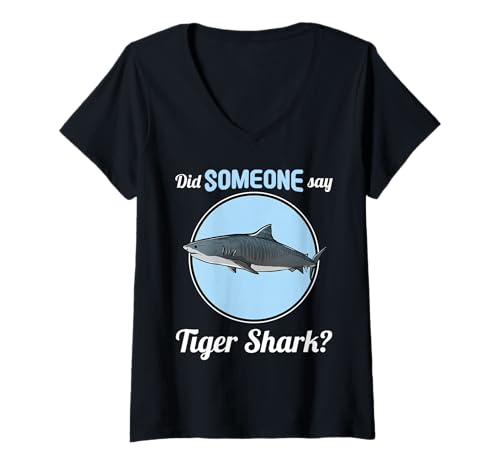 Damen Tigerhaie Tigerhai T-Shirt mit V-Ausschnitt Damen Tigerhaie Tigerhai T-Shirt mit V-Ausschnitt von Tigerhaie Tigerhai Tier Shop