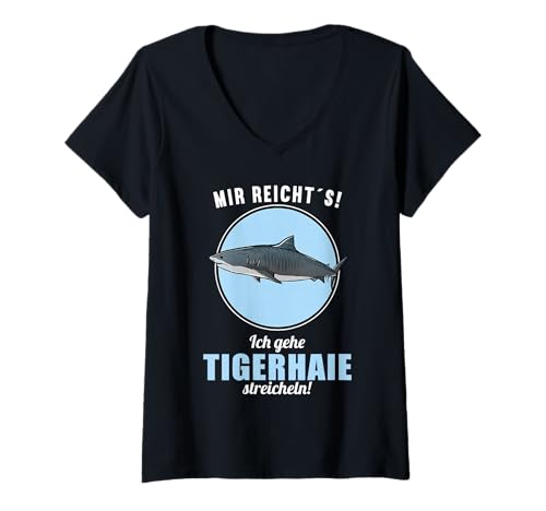 Damen Tigerhaie Tigerhai T-Shirt mit V-Ausschnitt Damen Tigerhaie Tigerhai T-Shirt mit V-Ausschnitt von Tigerhaie Tigerhai Tier Shop