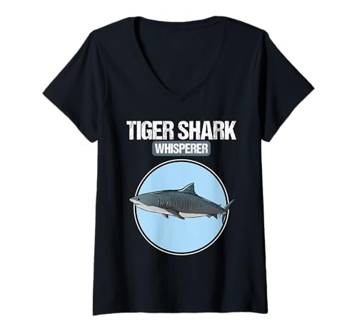 Damen Tigerhaie Tigerhai T-Shirt mit V-Ausschnitt Damen Tigerhaie Tigerhai T-Shirt mit V-Ausschnitt von Tigerhaie Tigerhai Tier Shop