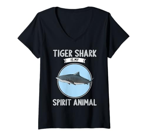 Damen Tigerhaie Tigerhai T-Shirt mit V-Ausschnitt Damen Tigerhaie Tigerhai T-Shirt mit V-Ausschnitt von Tigerhaie Tigerhai Tier Shop