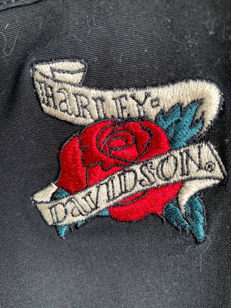 Vintage 90Er Y2K Harley Davidson Biker Rose Bestickte Schwarze Hose Rohleder Vintage 90Er Y2K Harley Davidson Biker Rose Bestickte Schwarze Hose Rohleder von Tigerheartvintage