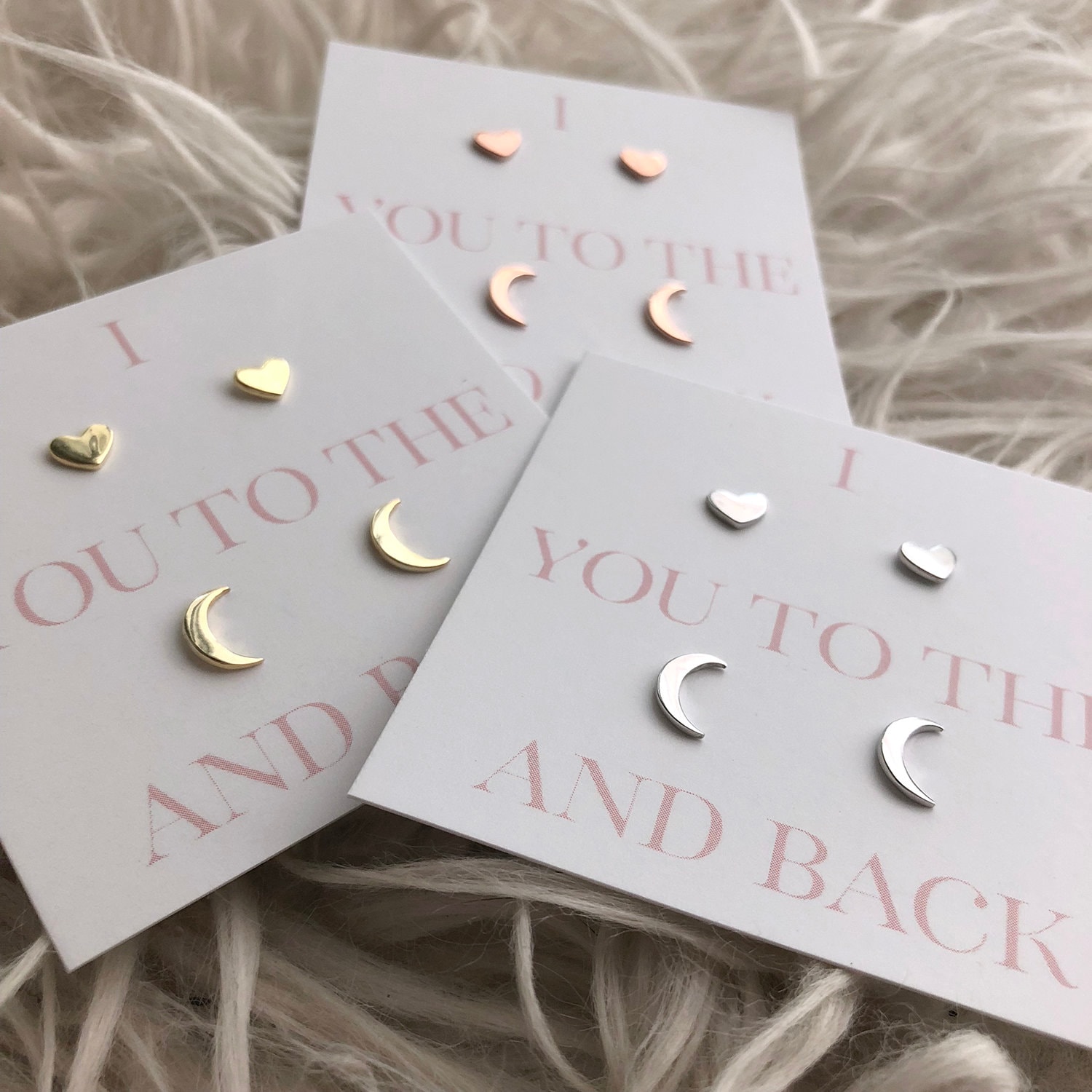 Kleine Herz & Mond Ohrstecker Roségold, Gold, Rhodiniert von TigerlillyCouture