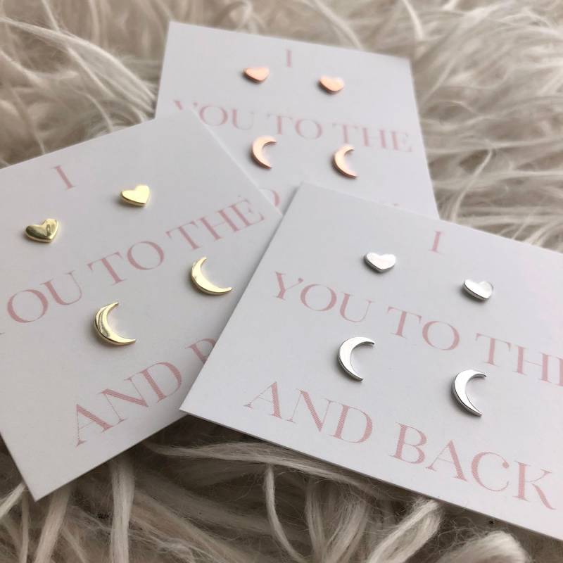 Kleine Herz & Mond Ohrstecker Roségold, Gold, Rhodiniert Kleine Herz & Mond Ohrstecker Roségold, Gold, Rhodiniert von TigerlillyCouture