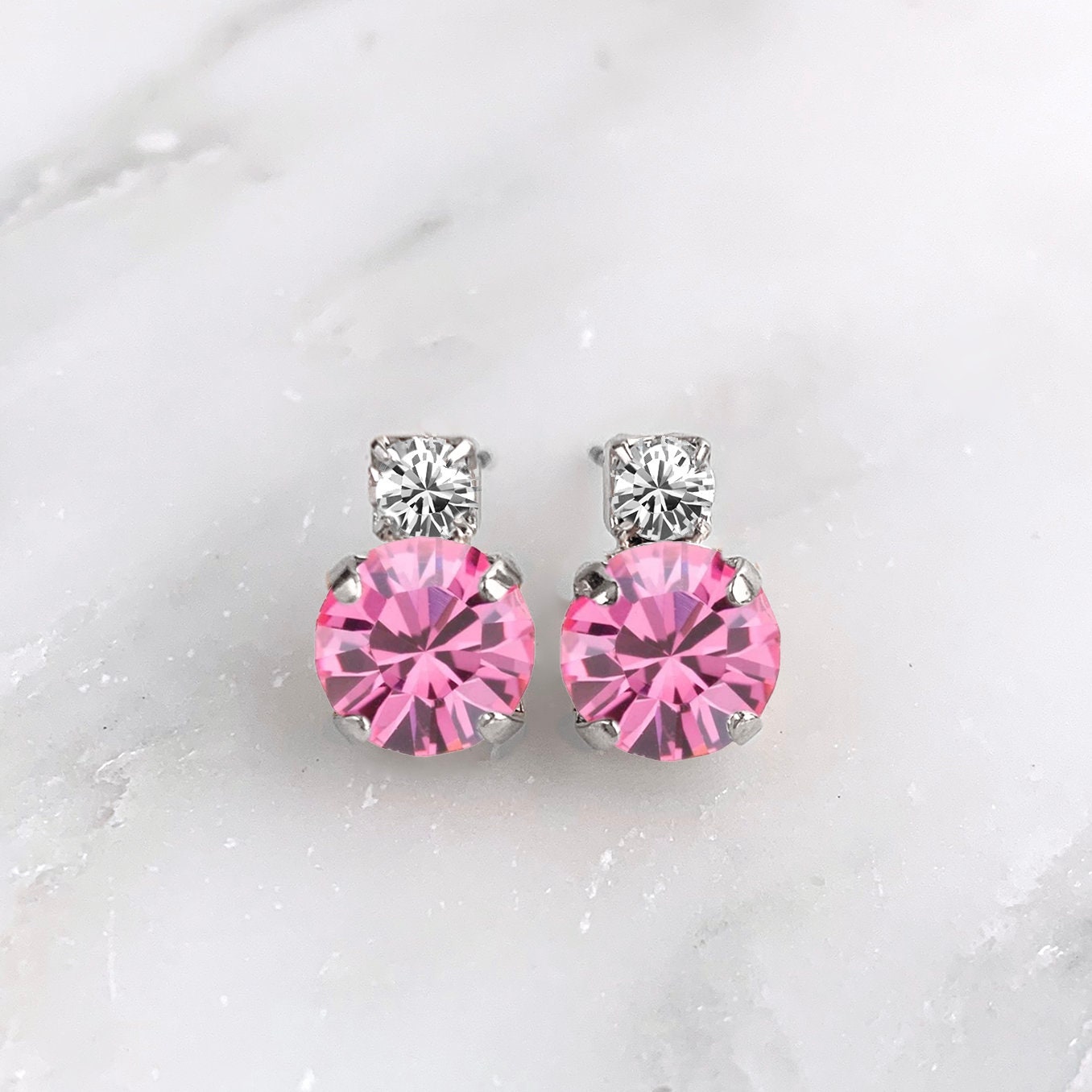 Rosa Turmalin Ohrstecker - Minimalist Schmuck Oktober Geburtsstein Kristall Ohrringe Sophia von TigerlillyCouture