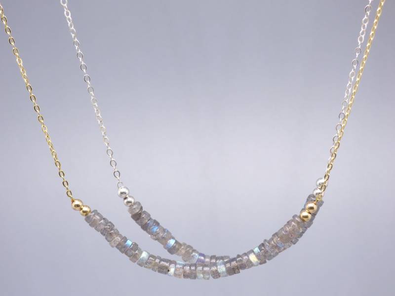 Blue Flash Labradorit Bar Halskette Gold Filled Oder Sterling Silber von TigerlillyJewellery