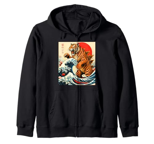 Tigerzilla Tiger Japanische Kunst Geschenke für Männer Frauen Jungen Mädchen Kapuzenjacke von Tigerzilla Tiger Apparel Gifts Graphic Tees