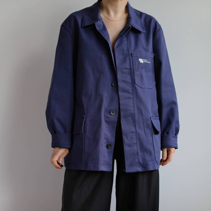 Marineblaue Vintage Arbeiterjacke Aus Baumwolle. Ursprünglich Herrengröße M. Anfang 00's Ära von TigonVintage