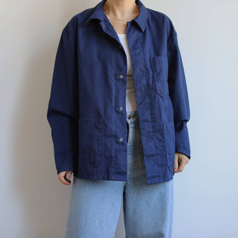 Vintage Blaue Arbeiterjacke Aus Baumwolle. Ursprünglich Herrengröße S. 90Er Jahre von TigonVintage