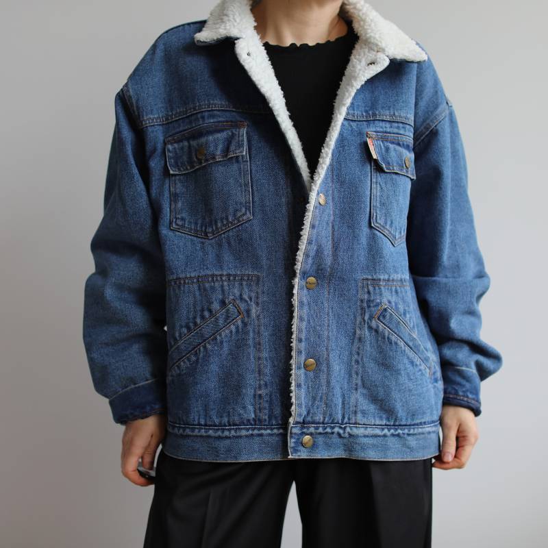 Vintage Blaue Sherpa-Jeansjacke. Ursprünglich Herrengröße L. 90Er Jahre von TigonVintage