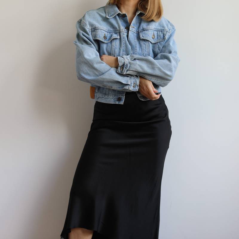 Vintage Hellblaue Bauchfreie Jeansjacke. Ursprünglich Damengröße S/M. 80Er Jahre Ära von TigonVintage