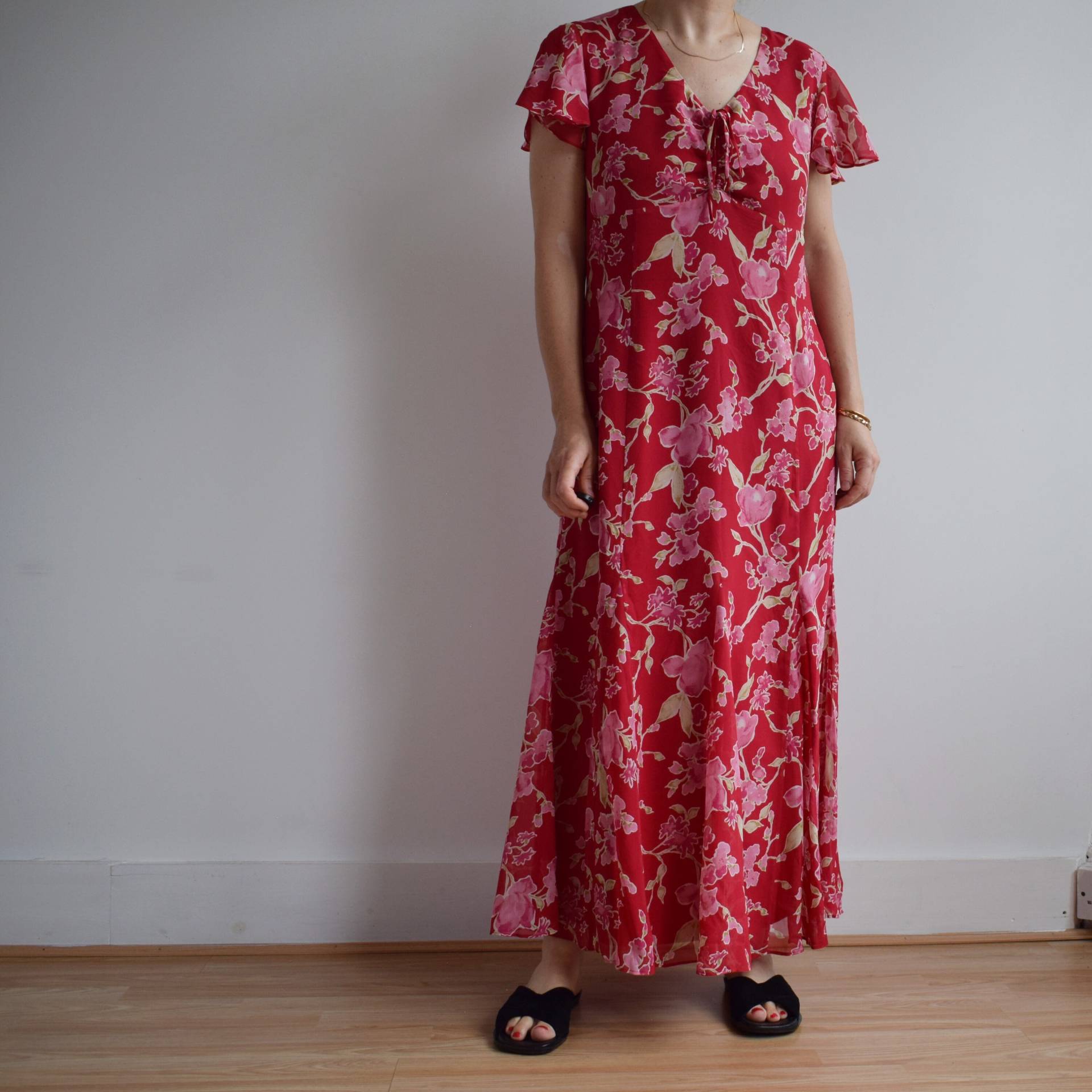 Vintage Maxi Kleid Aus Seide. Ursprünglich Damengröße M. 90Er Jahre von TigonVintage