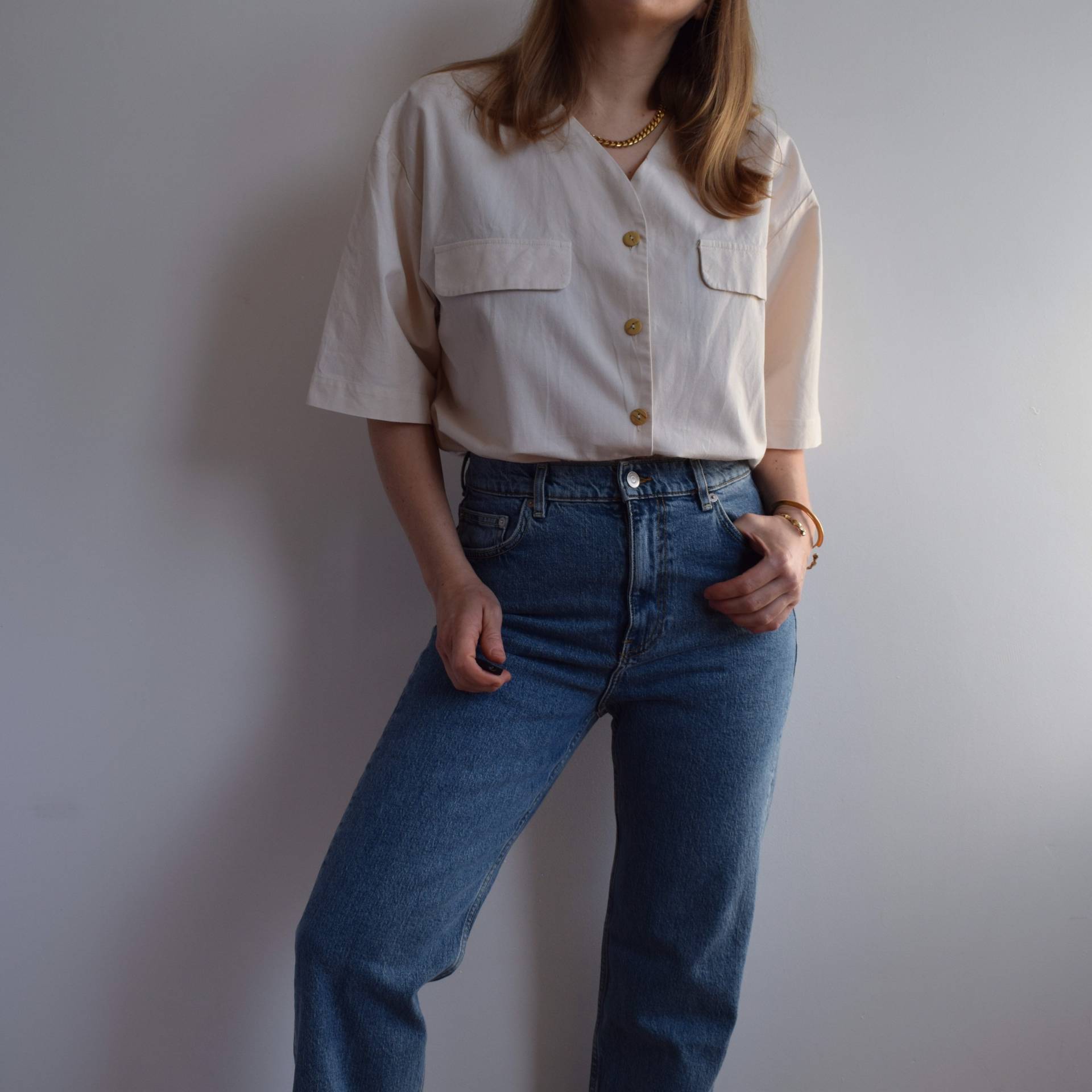 Vintage Oversized Bluse Aus Baumwolle. Ursprünglich Damengröße M. 90Er Jahre von TigonVintage