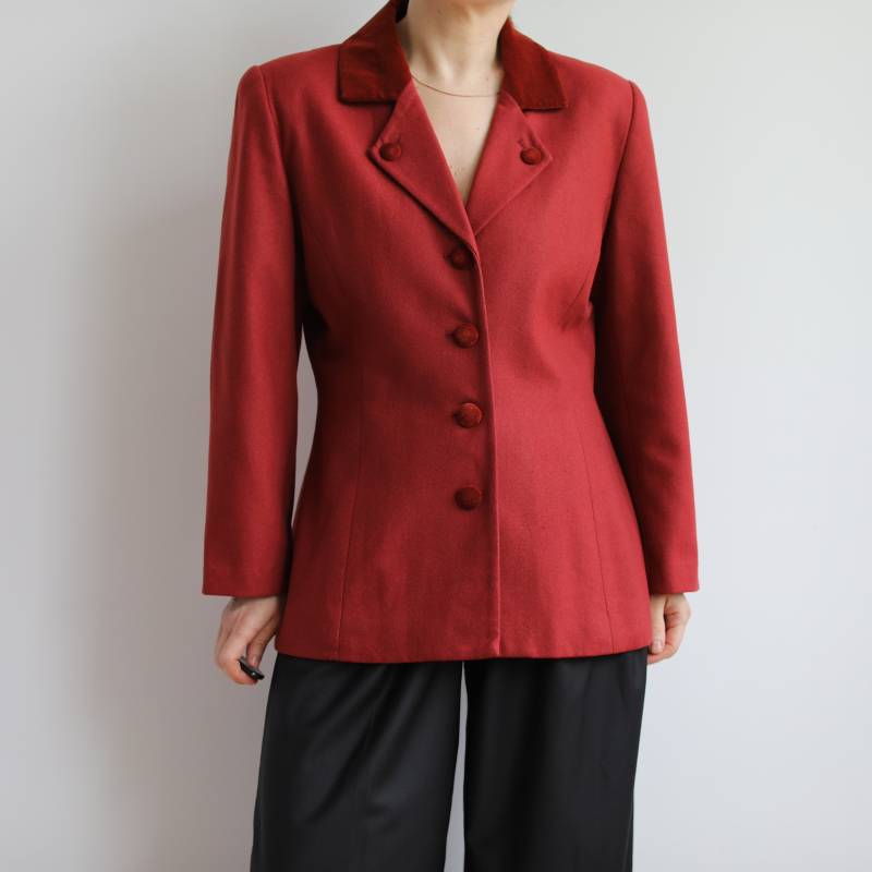 Vintage Weinroter Wollblazer. Ursprünglich Damengröße S/M. Ende Der 90Er Jahre von TigonVintage