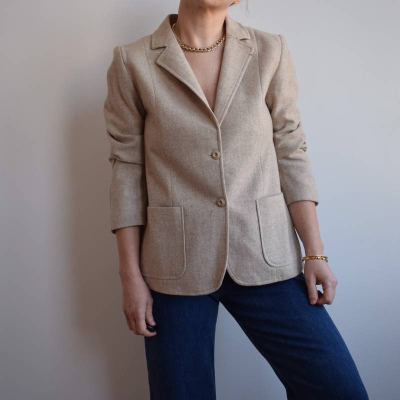 Vintage Wolle Beige Blazer. Ursprünglich Damengröße S. 90Er Jahre von TigonVintage