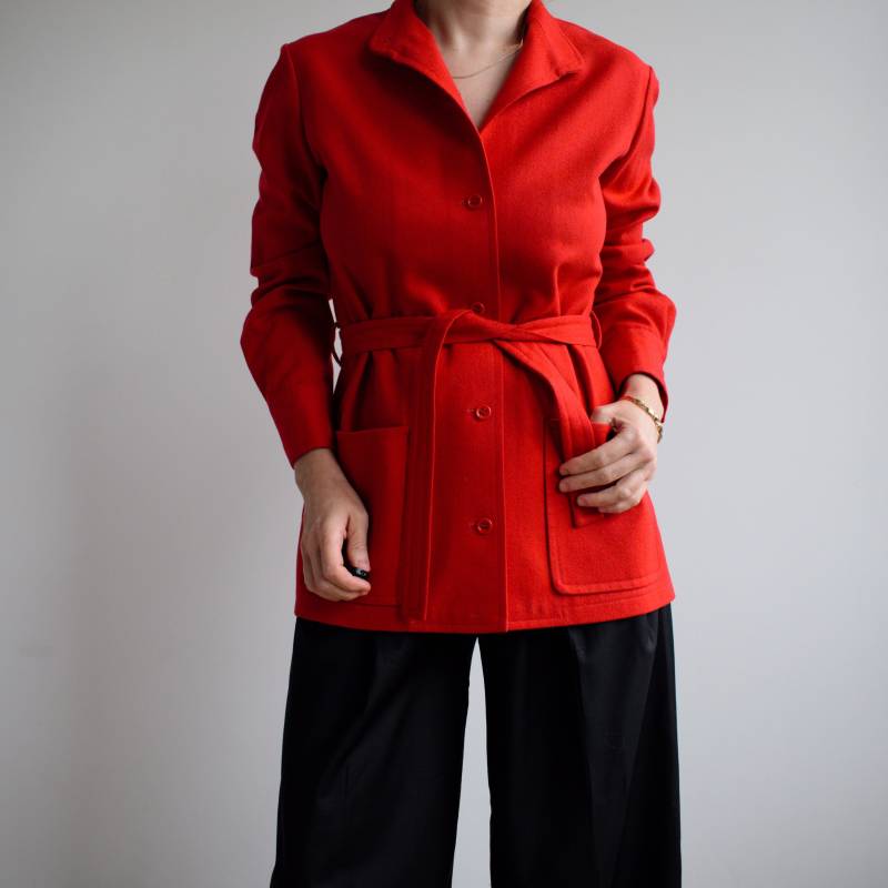 Vintage Pendleton Wolle Gürtel Blazer - 90Er Jahre Rote Jacke | S/M von TigonVintage