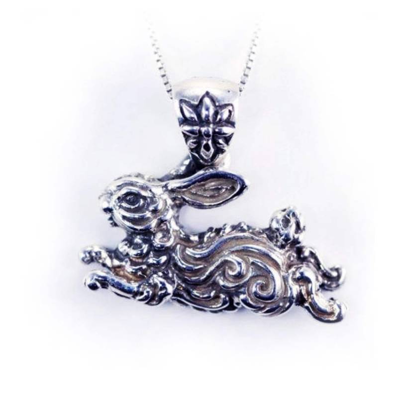 Springender Hase Sterling Silber Anhänger von TigraniSilver