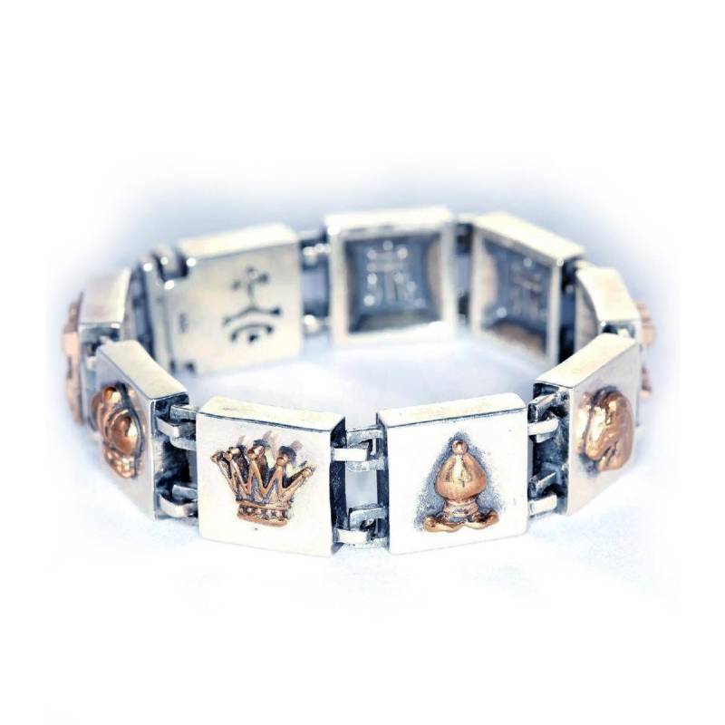 sterling Silber Und Bronze Schachfigur Bettelarmband von TigraniSilver