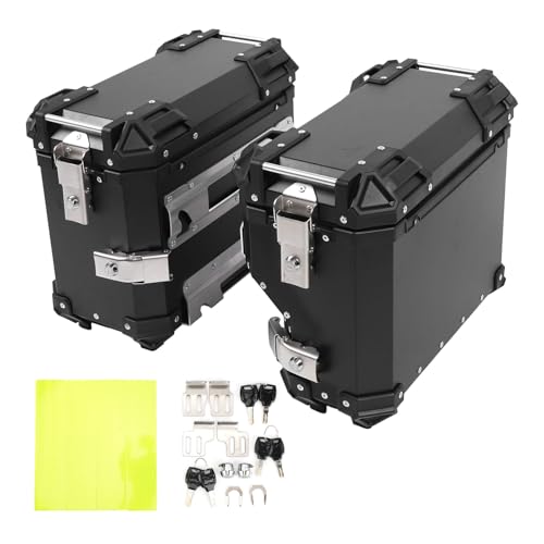 Motorrad -Seitenbox, 35L Wasserwater Widerstand Aluminiumlegierseitengepäckbox mit Sicherheitsschloss Reflektierender Aufkleber für Universelle Fit -Motorrad von Tihebeyan