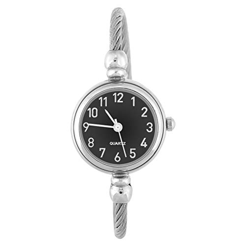 Tinje Armband Uhren, 4Colors weibliche Analoge Runde Quarz Legierungs Bügel offene Uhr Armbanduhr Stylish Female Round Quarzlegierung Open Bracelet Watch Muttertagsgeschenk Studenten Frauen Mädchen von Tiiyee