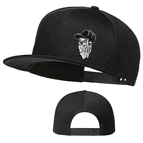 Skull Skateboards Hut Flache Bill Hüte für Männer Snap Rucksack Herren Hüte und Kappen Cool Snapback Baseball Cap für Jungen Hip Hop, Mittelfinger, Einheitsgröße von Tijeyi