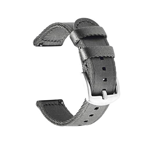 Quick Release NATO-Uhrenarmband 18mm/20mm/22mm/24mm doppelte Schicht Leinwand Strap Uhrenarmbänder grau Silber, 20mm von TikTako