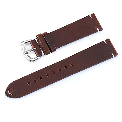 TikTako 18MM 19MM 20MM 21MM 22MM 24MM Retro Kalbsleder-Uhrenarmband-Uhrenarmband-Lederarmband Uhrenarmbänder Gürtel mit Frühlings-Pins von MXBAOHENG