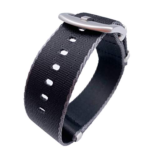 TikTako 18mm/20mm/22mm/24mm NATO Nylon-Uhrenarmband Sport Canvas Heavy Duty Handgelenk-Armband-Zubehör Gray Line, 20mm von TikTako