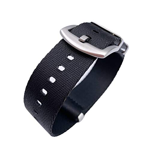 TikTako 18mm/20mm/22mm/24mm NATO Nylon-Uhrenarmband Sport Canvas Heavy Duty Handgelenk-Armband-Zubehör Schwarze Linie, 22mm von TikTako