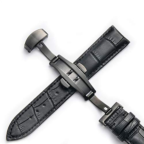 TikTako Echtes Leder Uhrenarmbänder 12 24mm Universal-Uhr-Schmetterlings-Schnallen-Band-Stahlwölbungs-Bügel-Handgelenk-Gurt-Armband von TikTako