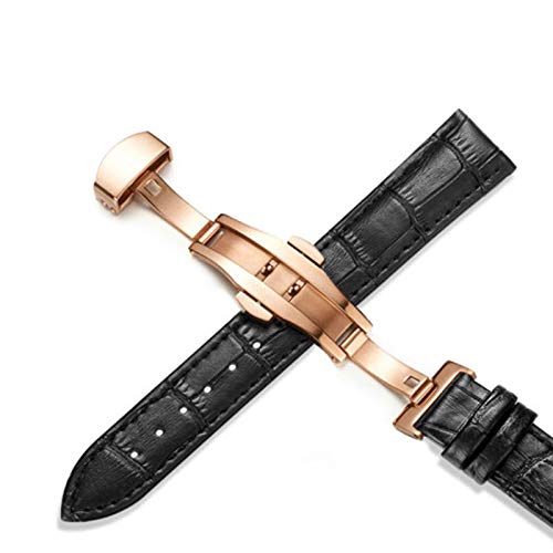 TikTako Echtes Leder Uhrenarmbänder 12 24mm Universal-Uhr-Schmetterlings-Schnallen-Band-Stahlwölbungs-Bügel-Handgelenk-Gurt-Armband von TikTako