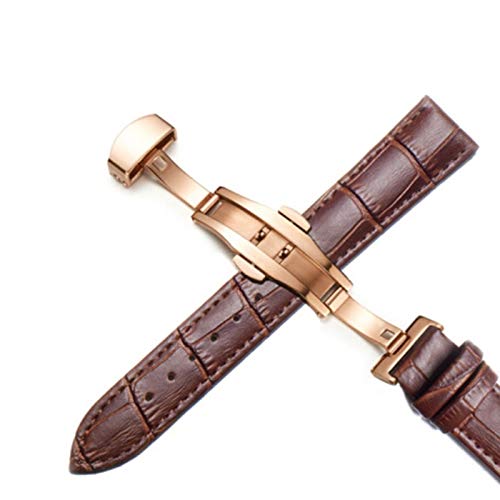 TikTako Echtes Leder Uhrenarmbänder 12 24mm Universal-Uhr-Schmetterlings-Schnallen-Band-Stahlwölbungs-Bügel-Handgelenk-Gurt-Armband von TikTako