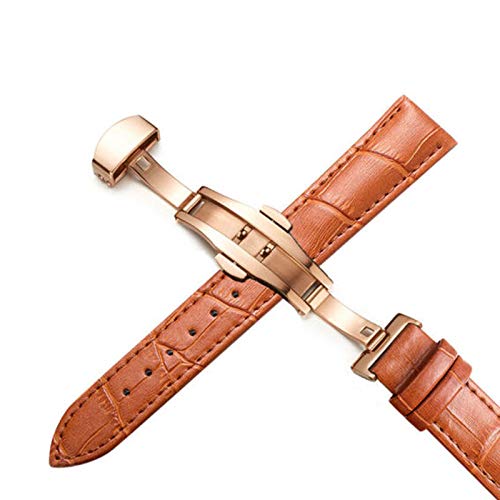 TikTako Echtes Leder Uhrenarmbänder 12 24mm Universal-Uhr-Schmetterlings-Schnallen-Band-Stahlwölbungs-Bügel-Handgelenk-Gurt-Armband von TikTako