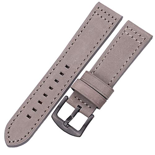 TikTako Echtes Leder Uhrenarmbänder Armband Schwarz Blau Grau Braun Kuhfell-Uhrenarmband für Frauen-Mann 18 20MM 22MM 24MM Wrist Band von TikTako