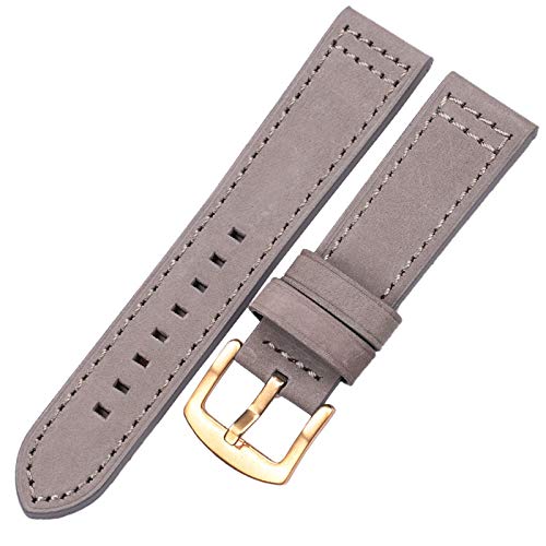 TikTako Echtes Leder Uhrenarmbänder Armband Schwarz Blau Grau Braun Kuhfell-Uhrenarmband für Frauen-Mann 18 20MM 22MM 24MM Wrist Band von TikTako