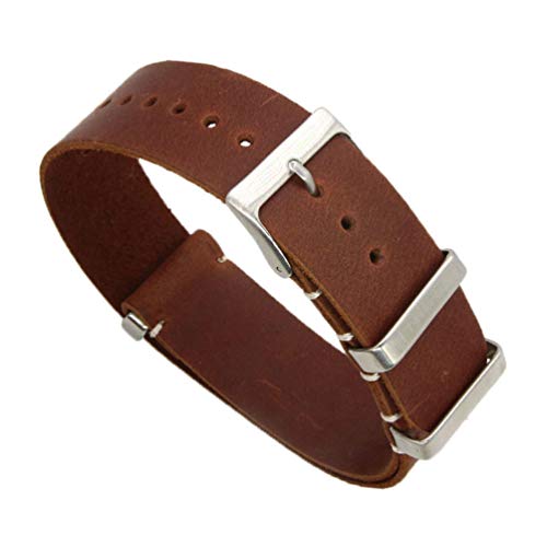 TikTako Leder NATO Armband 18mm/20mm/22mm/24mm Edelstahl-Wölbung Männer ersetzen Armband Strap Dunkelbraun, 20mm von MXBAOHENG