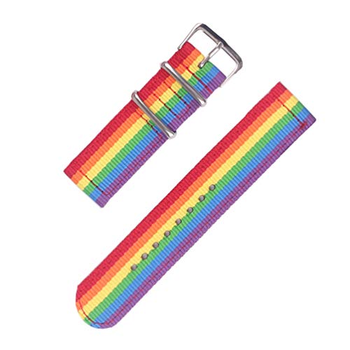 TikTako NATO Faserband 14/18/20/22/24mm Nylon-Uhrenarmband-Bügel-Armbanduhr Band Buckle Ld-Regenbogen, 18mm von TikTako