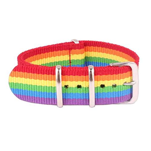 TikTako NATO Faserband 14/18/20/22/24mm Nylon-Uhrenarmband-Bügel-Armbanduhr Band Buckle Yt-Regenbogen, 16mm von TikTako