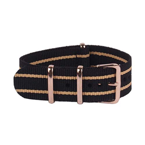 TikTako NATO-Uhrenarmbänder mit Rose Gold Buckle 18/20/22mm Armee-Militär NATO Nylon Uhrenarmbänder Gurtringe Style 1, 18mm von MXBAOHENG