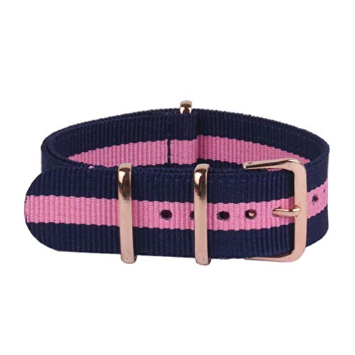 TikTako NATO-Uhrenarmbänder mit Rose Gold Buckle 18/20/22mm Armee-Militär NATO Nylon Uhrenarmbänder Gurtringe Style 7, 20mm von TikTako