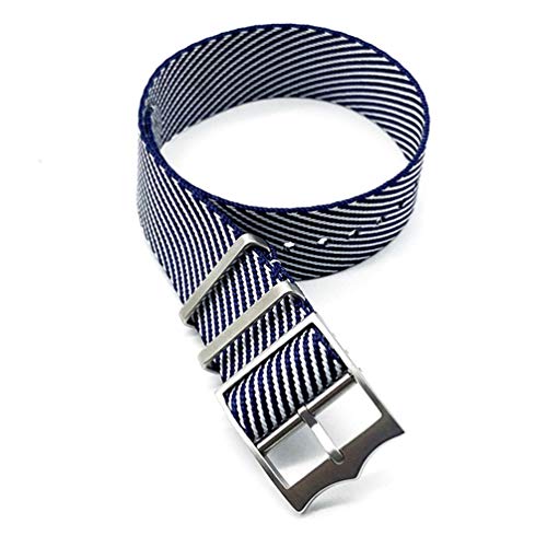 TikTako NATO-Uhrenarmband 20mm 22mm Nylon Ersatz-Armband-Uhrenarmband Navy White, 20mm von MXBAOHENG