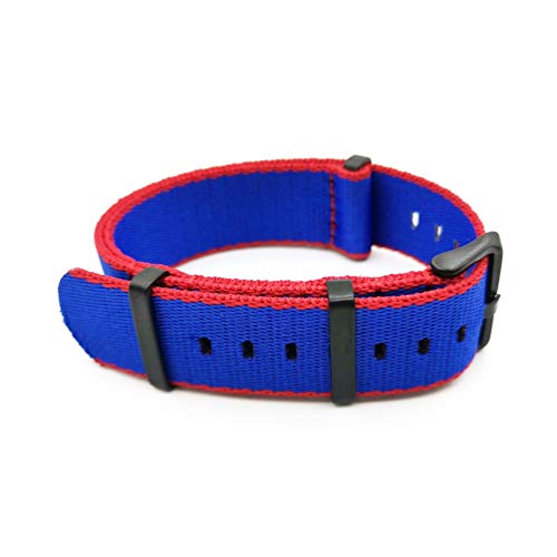 TikTako Nylon NATO Uhrenarmbänder 20mm/22mm Soft-Uhrenarmband-Water-Proof Sport Bunte Armbänder Red Blue B, 20mm von TikTako